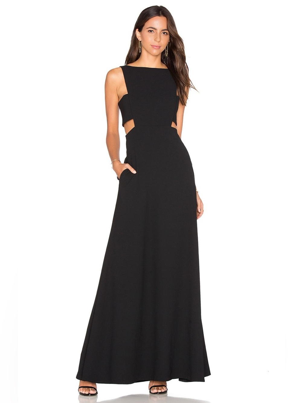 Jill Jill Stuart High Neck Side Cut Out Gown in Black